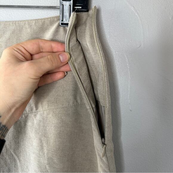 LA REDOUTE Faux Wrap Tulip Skirt Womens Size 14 Modest Office Professional Beige - Picture 3 of 8